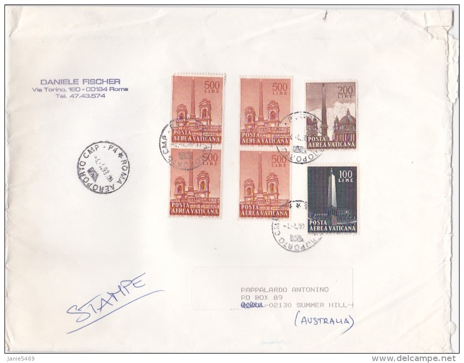 Vatican City 1993 Cover To Australia - Oblitérés