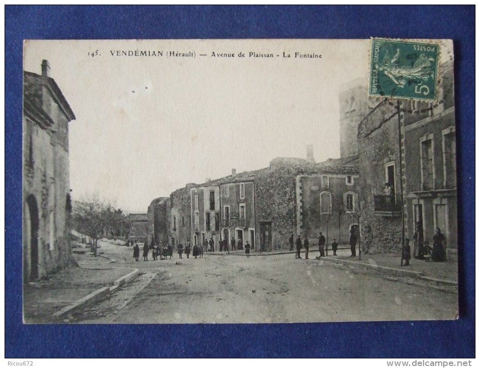 VENDEMIAN Avenue De Plaissan La Fontaine 1911 - Autres & Non Classés