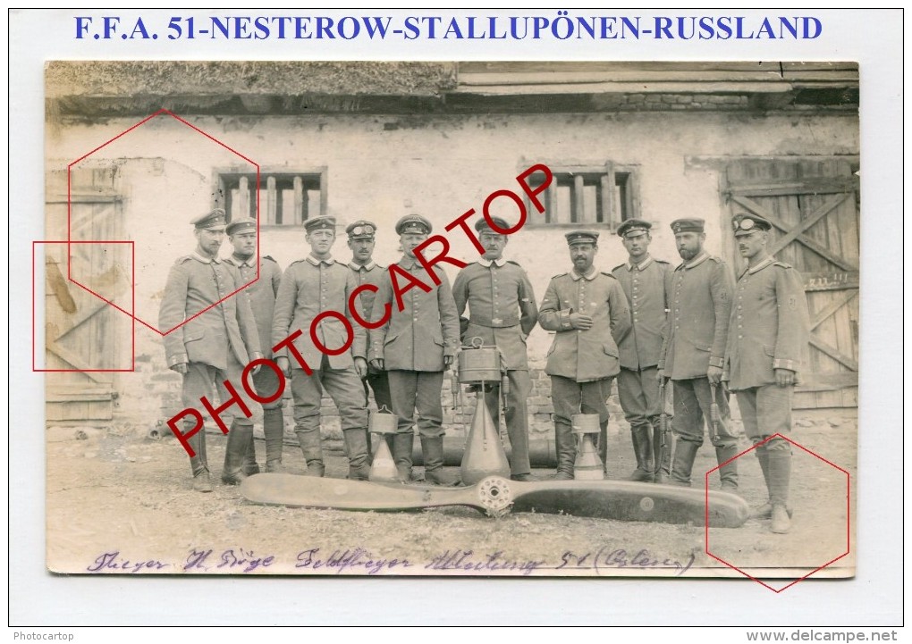 NESTEROW-F.F.A. 51-STALLUPÖNEN-Helice-Bombes-Aviation-FLIEGEREI-Carte Photo All.-Guerre 14-18-1 WK-MILITARIA-RUSSIE- - 1914-1918: 1. Weltkrieg