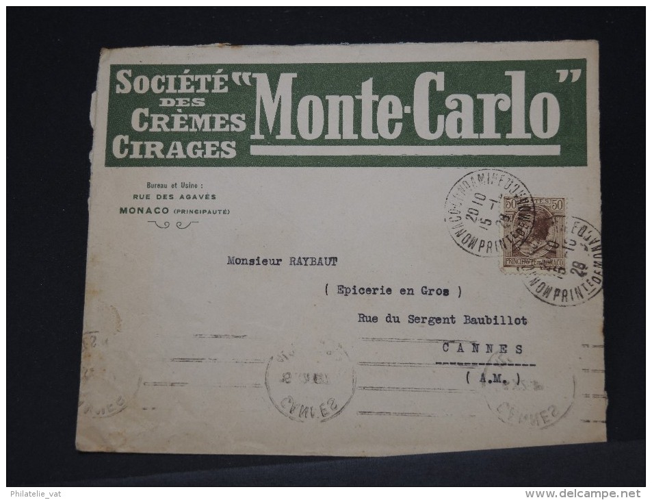 MONACO- LETTRE COMMECIALE DES CREMES ET CIRAGES POUR CANNES EN 1928     A VOIR LOT P3250 - Lettres & Documents