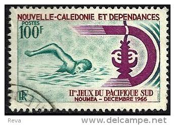 NEW CALEDONIA 100 FRANCS SOUTH PACIFIC GAMES SPORT NOUMEA DECEMBER OUT OFFSET OF 4 ULH 1966 SG422 READ DESCRIPTION !! - Used Stamps