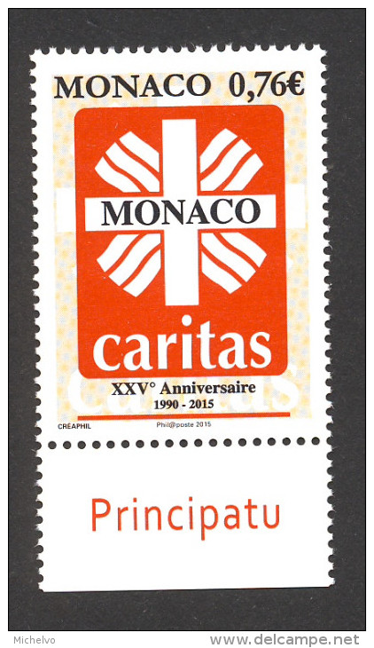 Monaco 2015 - Yv N° 2971 ** - 25 Ans De Caritas - Unused Stamps