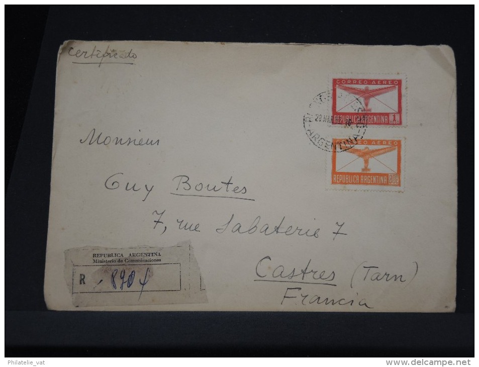 ARGENTINE - LETTRE EN RECOMMANDEE DE BUENOS AIRES POUR LA FRANCE EN 1952      A VOIR LOT P3289 - Briefe U. Dokumente