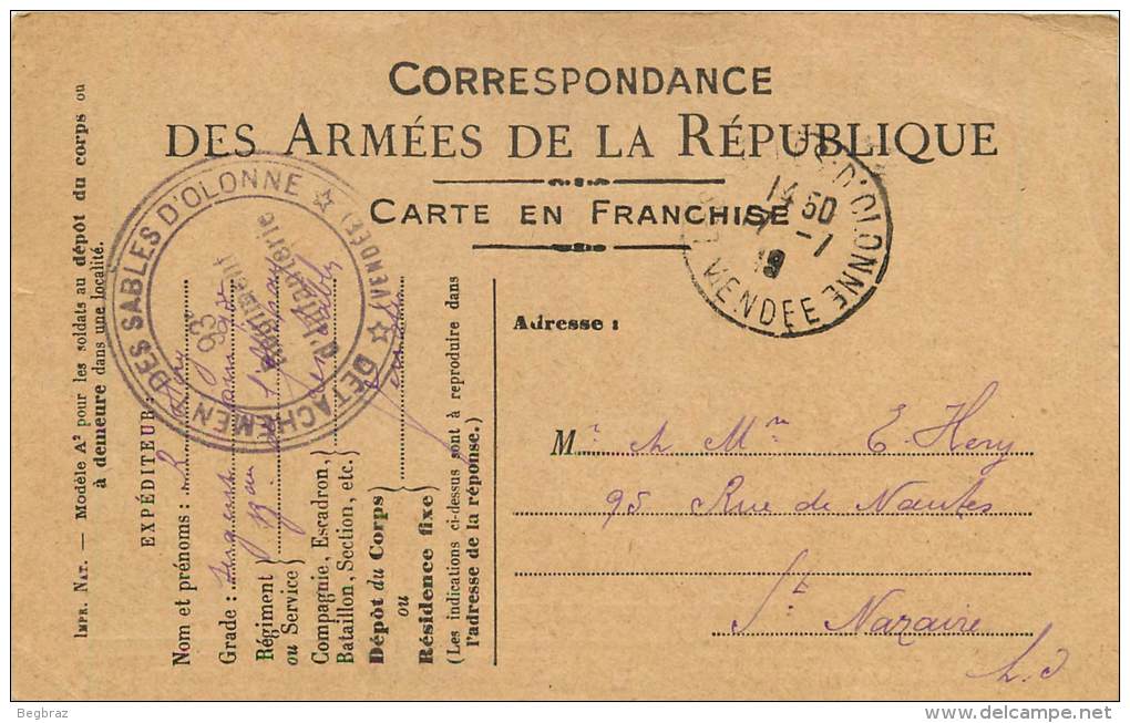 CORRESPONDANCE MILITAIRE   15 PIECES DIFFERENTES  ST NAZAIRE  LES SABLES DOLONNE   CACHET - Guerre 1914-18