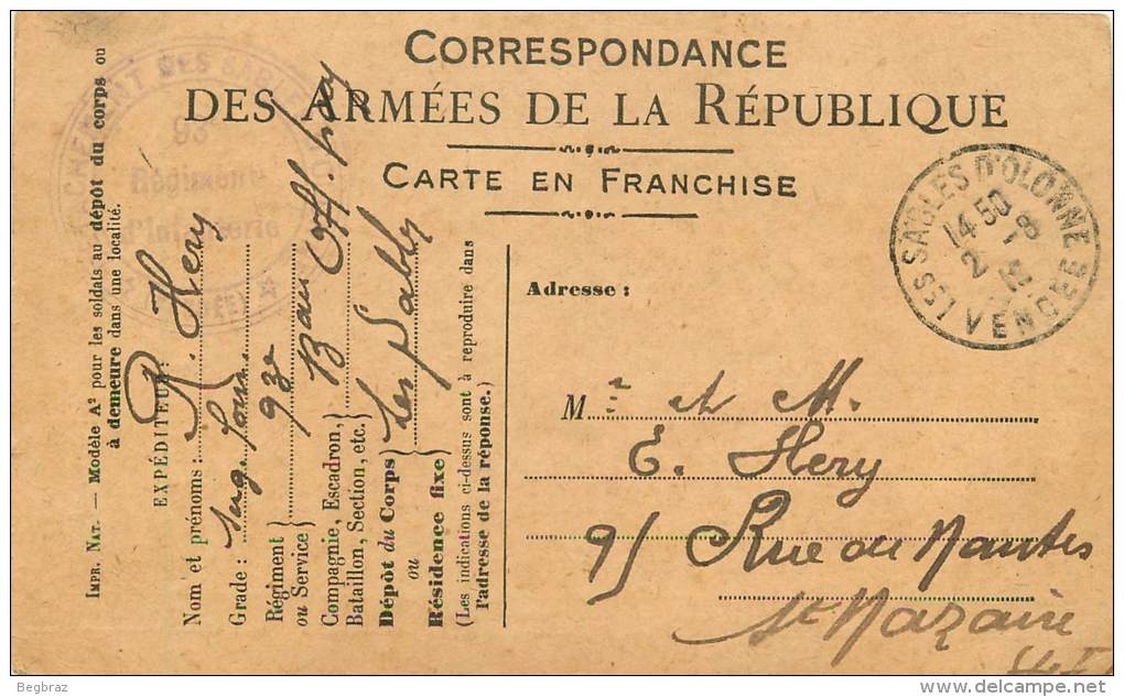 CORRESPONDANCE MILITAIRE   15 PIECES DIFFERENTES  ST NAZAIRE  LES SABLES DOLONNE   CACHET - Guerre 1914-18