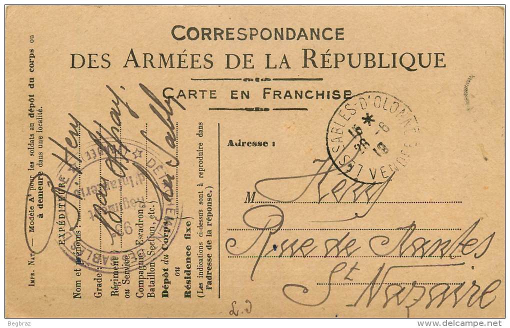 CORRESPONDANCE MILITAIRE   15 PIECES DIFFERENTES  ST NAZAIRE  LES SABLES DOLONNE   CACHET