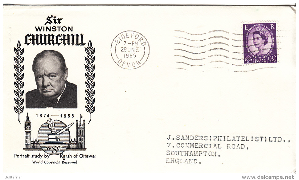 CHURCHILL-  GB / LUNDY  ISLAND   LOCALS -  1965- CHURCHILL  . LIGHTHOUSES  SET OF 3 ON FDC - Sir Winston Churchill