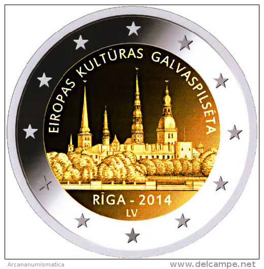LETONIA   2€ Bimetálica    2.014  2014   SC/UNC   "RIGA,Capital Europea De La Cultura"   T-DL-11.303 - Letonia