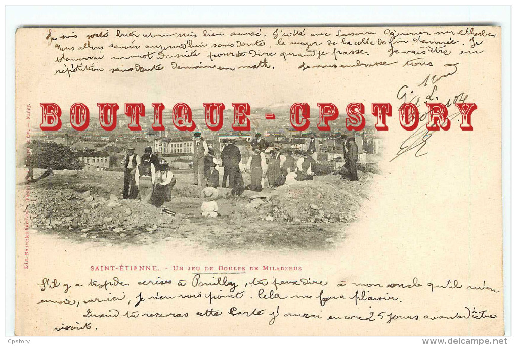 ACHAT DIRECT < JEU De BOULES - JEUX BOULE à St ETIENNE En 1902 - DOS SCANNE - Regional Games