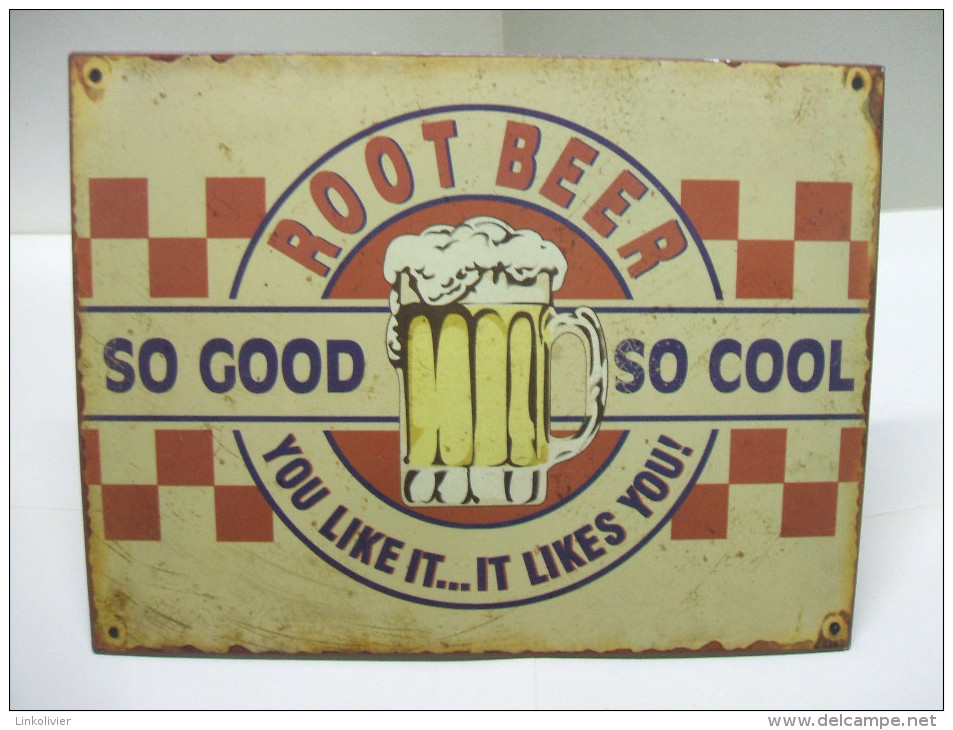 PLAQUE En Tôle Bière ROOT BEER (reproduction) - Plaques En Tôle (après 1960)