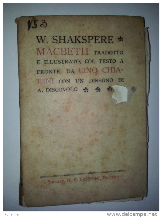 M#0E38 W.Shakspere MACBETH G.Sansoni Ed. Disegno Di A.Discovolo/TEATRO - Théâtre