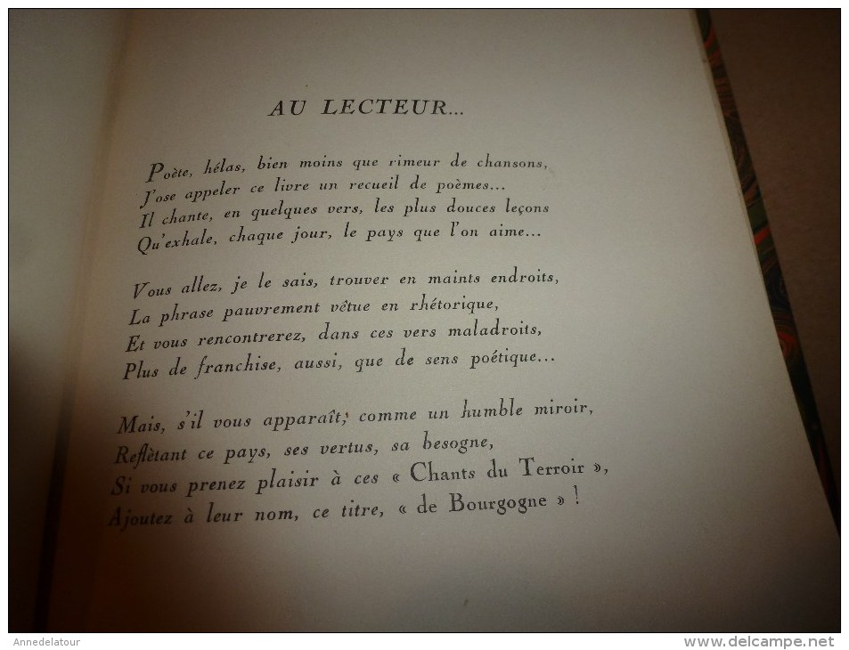 1932  LES CHANTS DU TERROIR (poèmes bourguignon)  Dédicace de l'auteur Max Cappe à Pierre Thro