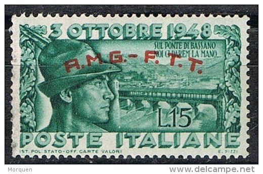Sello 15 Lire TRIESTRE Zona A. Italia Ocupacion Yugoslavia, Ponti Da Vassano, Num 30 * - Joegoslavische Bez.: Trieste