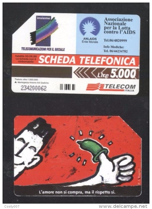 Italy - Telephone Card Magnetic Card AIDS CT.010 - Te Identificeren