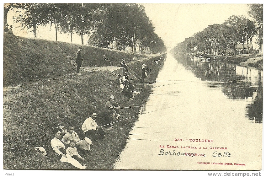 Nº237 TOULOUSE - LE CANAL LATÉRAL A LA GARONNE - PÊCHEURS (2 SCANS) - Toulouse