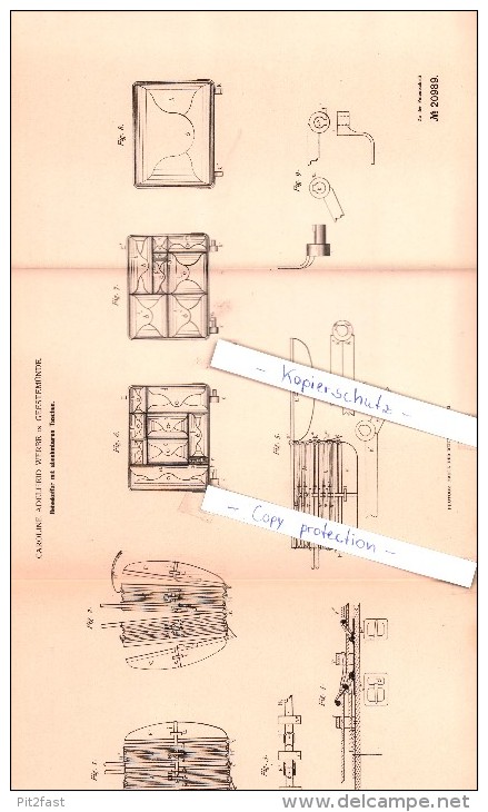 Original Patent - Caroline Adelheid Werbe In Geestemünde , 1882 , Reisekoffer Mit Taschen , Bremerhaven !!! - Bremerhaven