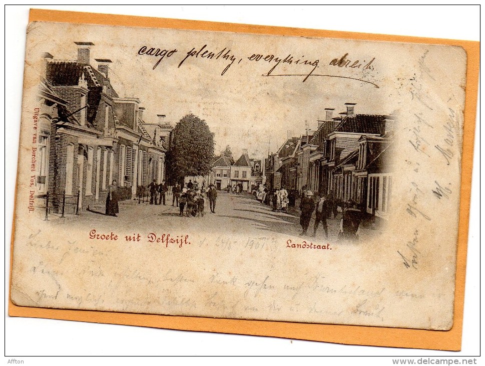 Groete Uit Delfzijl Landstraat 1901 Postcard Mailed - Delfzijl