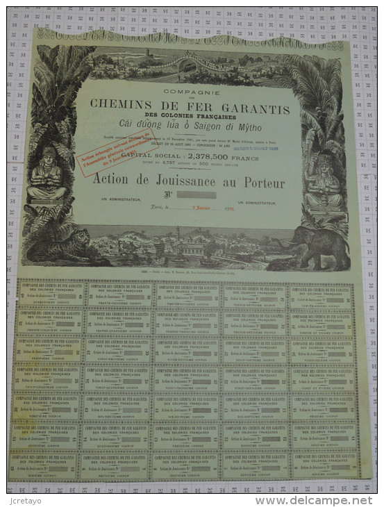 Cie Des Chemins De Fer Garantisdes Colonies Françaises: Cai Duong Lua O Saigon Di Mytho - Railway & Tramway