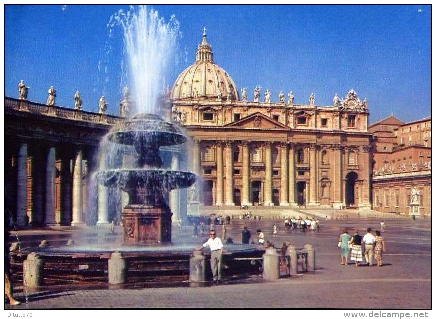 Roma - Piazza S.pietro - Fontana Del Bernini - 310 - Formato Grande Viaggiata - Orte & Plätze