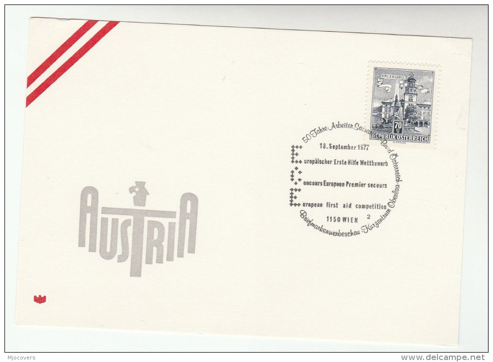 1977 COVER European FIRST AID COMPETITION EVENT Card AUSTRIA Stamps Health Medicine Stamps - Secourisme