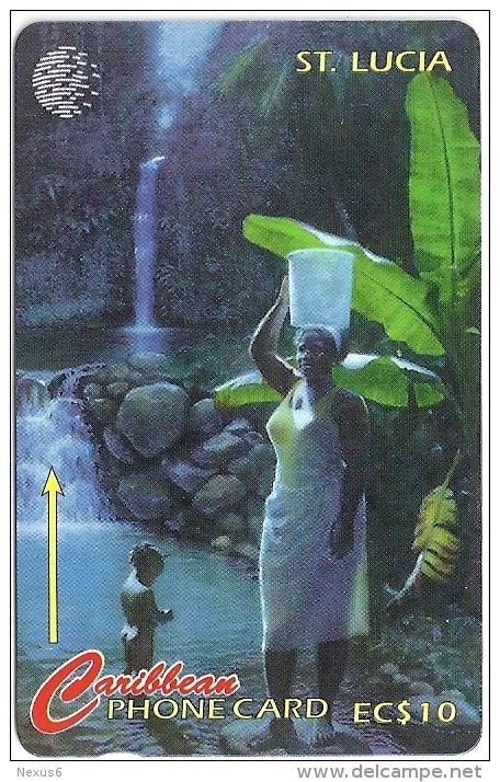 St. Lucia - Woman And Child At Waterfall - 21CSLA - 1995, 30.000ex, Used - Saint Lucia