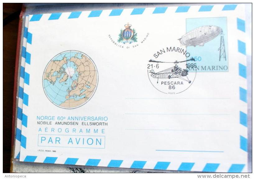 SAN MARINO  - 1986 NORGE, NOBILE, AMUNDSEN, ELLSWORTH, ANNIVERSARY  AEROGRAMME MNH** - Vols Polaires