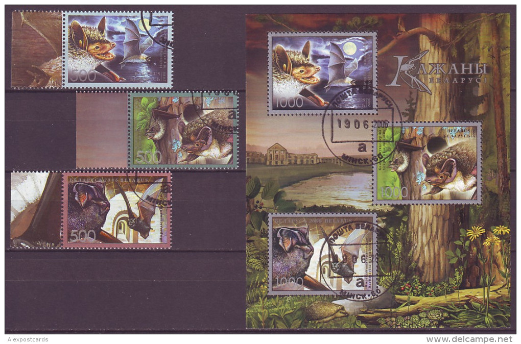 BELARUS 2006. FAUNA. BATS - FLEDERMÄUSE - CHAUVES-SOURIS. Mi-Nr. 634-36 + Block 50. CTO - Bats