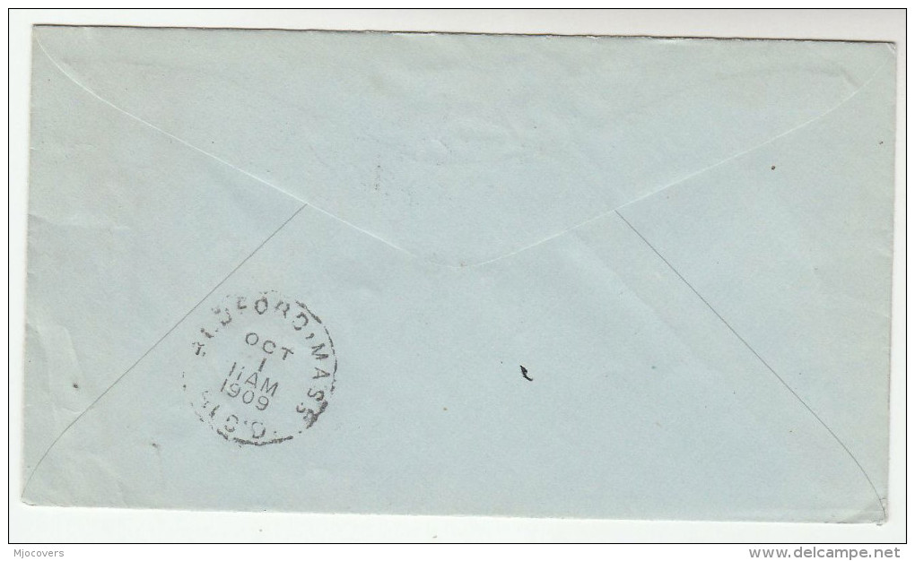 1909 BOSTON & MAINE RAILWAY Usa COVER Boston FLAG Cancel Pmk POSTAL STATIONERY To Bedford Mass United States Train - 1901-20