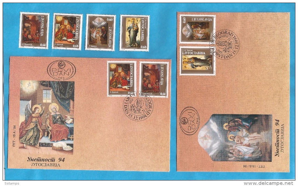 1994 2692-95   ORTODOX RELICS  JUGOSLAWIEN JUGOSLAVIJA SERBIA  KUNST ARTE   SET PLUS FDC INTERESSANT - Autres & Non Classés