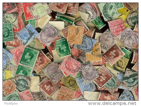 Great Britain KILOWARE Pre-QII LazyBag OFF PAPER 100g (3½oz) Ca 1.100 Stamps GB      [vrac Kilowaar Kilovara] - Collections