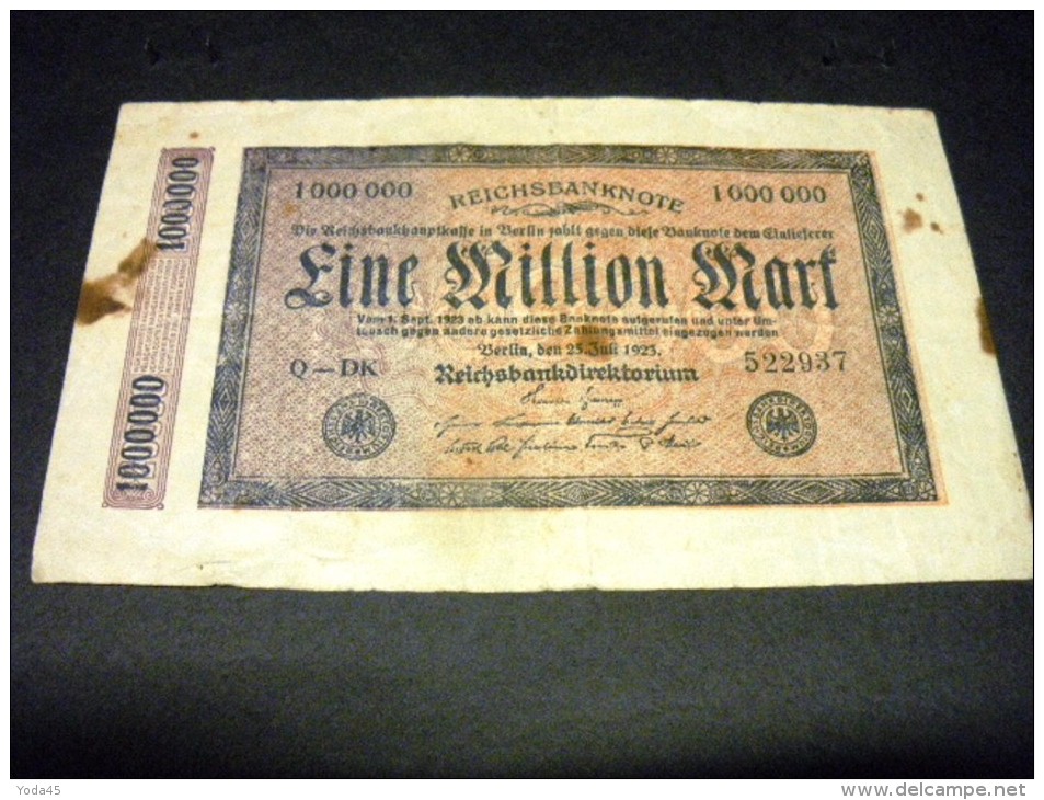 ALLEMAGNE 1000000  Mark ,1 Million  25/07/1923,pick N° 93 ,GERMANY Weimar Republic Inflation - 1 Million Mark