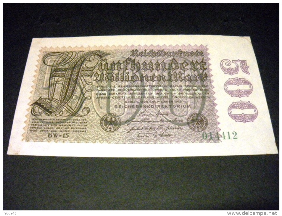 ALLEMAGNE 500 Millions/ 500 Millionen Mark 01/09/1923,pick N° 110 E ,GERMANY Weimar Republic Inflation - 500 Millionen Mark