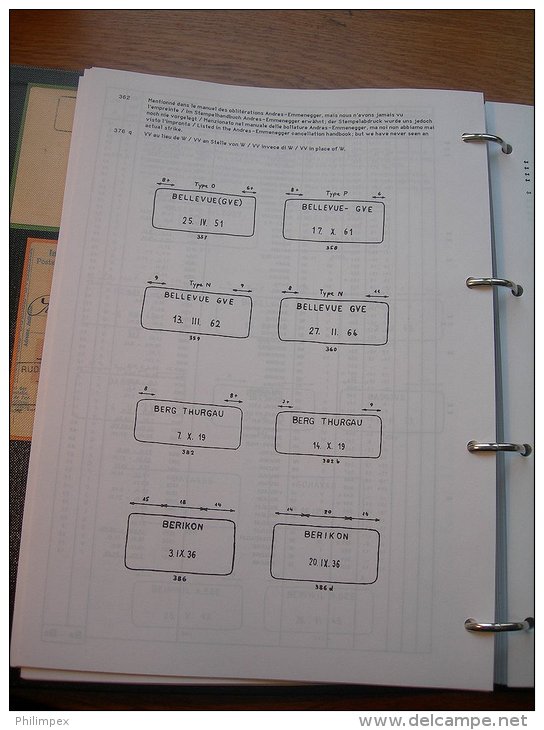 SWITZERLAND REPLACEMENT CANCELS / AUSHILFSTEMPEL CATALOG &amp; HANDBOOK - Suisse