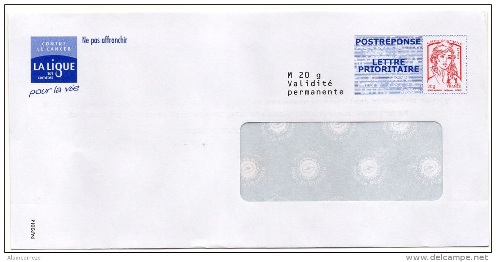 Entier Postal PAP Réponse Ligue Contre Le Cancer    N° Au Dos: 14P185 - PAP : Antwoord /Ciappa-Kavena