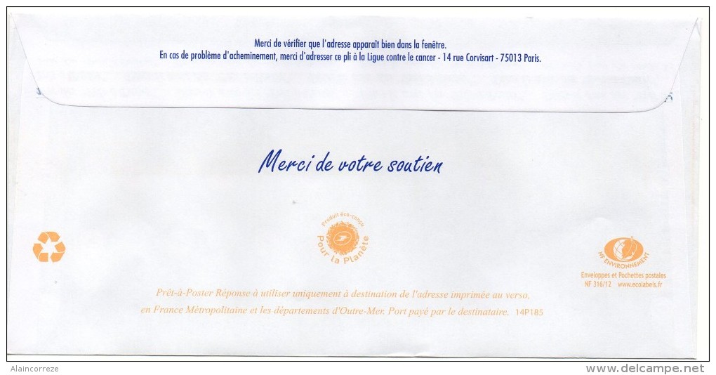 Entier Postal PAP Réponse Ligue Contre Le Cancer    N° Au Dos: 14P185 - Prêts-à-poster:Answer/Ciappa-Kavena