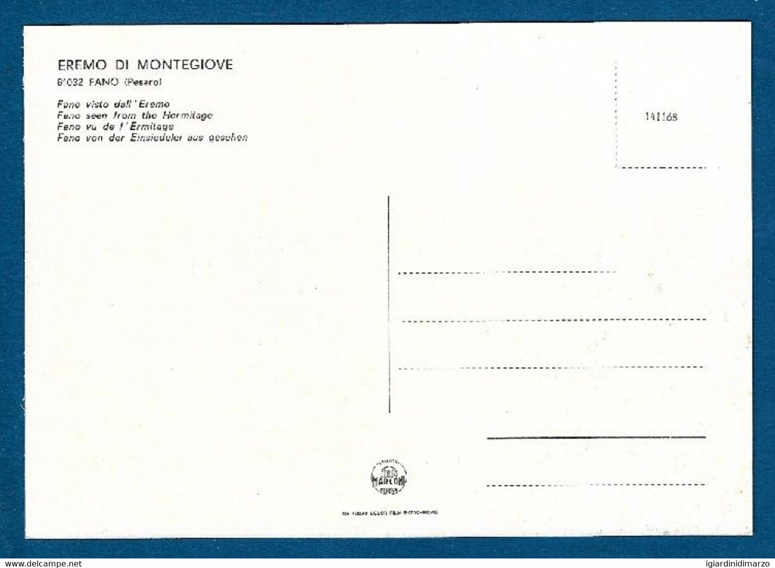 FANO (PU) - Veduta Dell' EREMO DI MONTEGIOVE E Scorcio Della Città - Nuova, Non Viaggiata - In Ottime Condizioni. - Fano