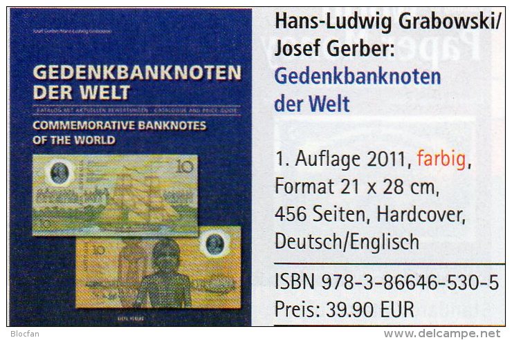 Katalog Gedenkbanknoten 2011 der Welt new 40€ deutsch/english commemorative notes catalogue numismatica of all the world