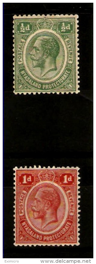 NYASALAND 1921 - 1933 WATERMARK MULTIPLE SCRIPT CA ½d And 1d  SG 100/101 MOUNTED MINT Cat £5.75 - Nyassaland (1907-1953)