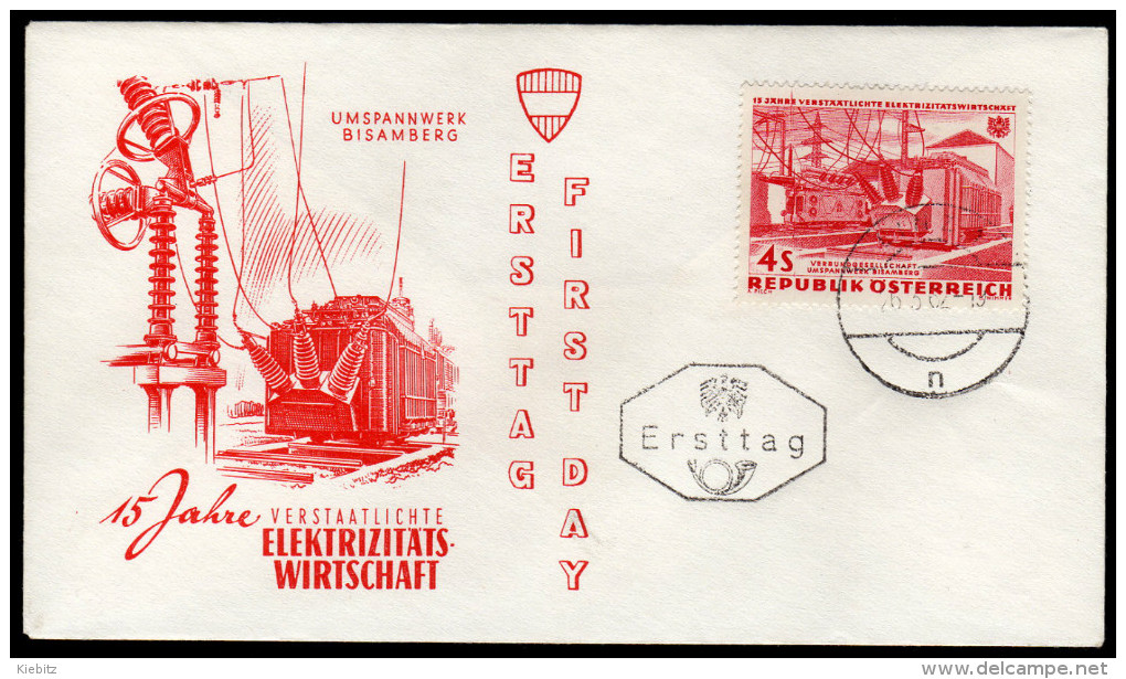 ÖSTERREICH 1962 - Umspannwerk Bisamberg / 15 Jahre Elektrizitätswirtschaft - FDC - Fabriken Und Industrien