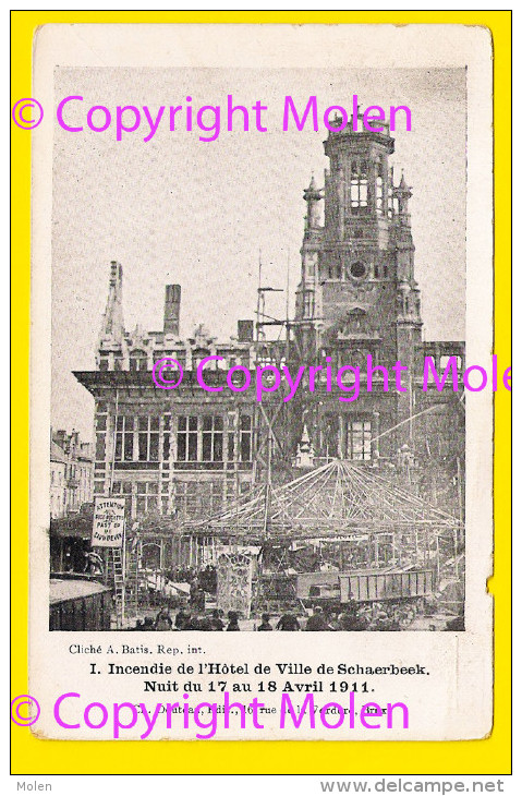 MANEGE ENFANTIN & INCENDIE En 1911 De SCHAERBEEK SAPEURS-POMPIERS BRANDWEER Fire Department FOIRE CAROUSEL KERMIS 3035 - Fairs