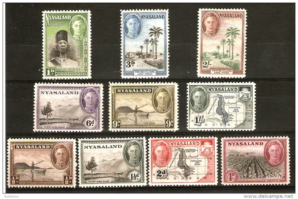 NYASALAND 1945 SET TO 2s  SG 144/153 MOUNTED MINT Cat £25.30 - Nyassaland (1907-1953)