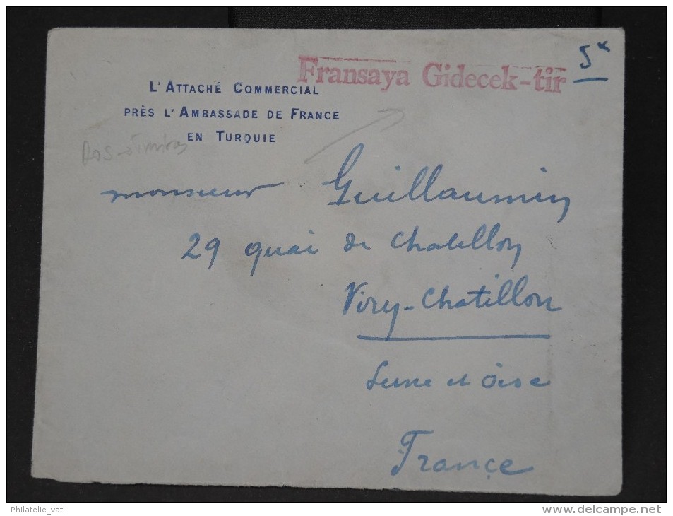 TURQUIE- LETTRE DE L ATTACHE COMMERCIALE DE L AMBASSADE DE FRANCE POUR LA FRANCE 192.. A VOIR LOT P3310 - Covers & Documents