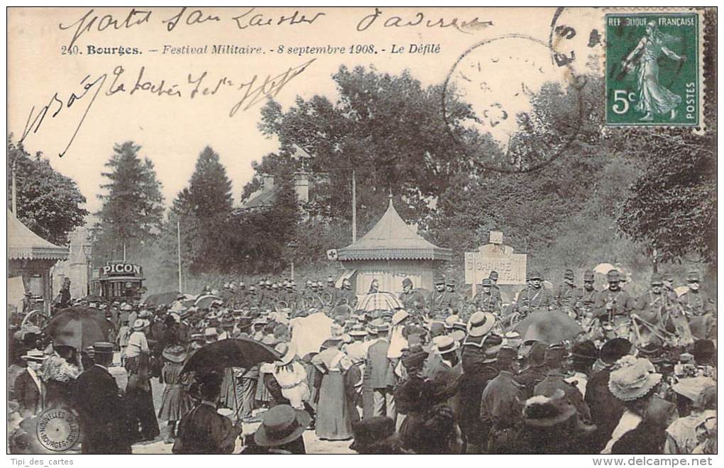 18 - Bourges - Festival Militaire, 8 Septembre 1908, Le Défilé - Bourges