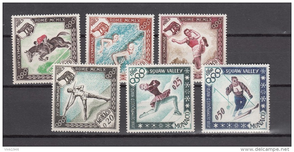 Monaco 1960.6V,olympic,olympisch,olympische,olympique,olympicos,olimpici,MNH/Postfris, (D2134) - Inverno1960: Squaw Valley