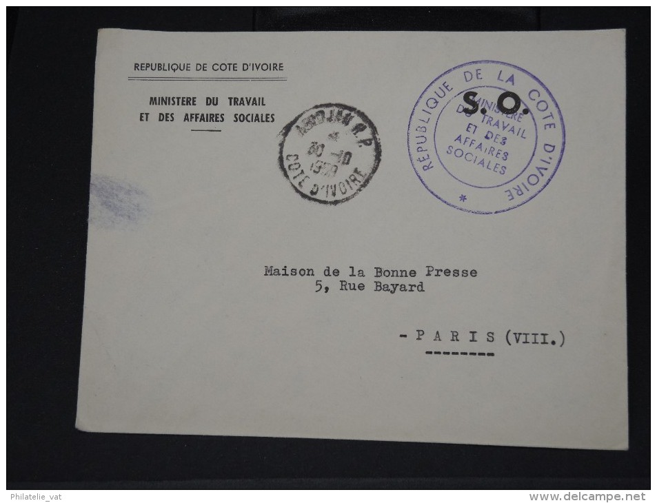 COTE D IVOIRE - LETTRE EN FRANCHISE D ABIDJAN POUR PARIS  LE 30/10/1959   A VOIR  LOT P3330 - Côte D'Ivoire (1960-...)