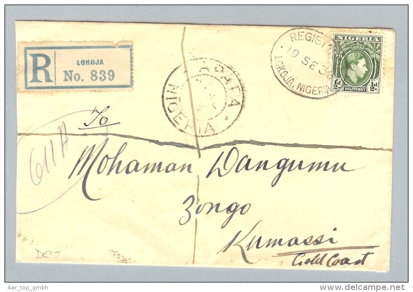 Nigeria 1939-09-19 R-Brief > Kumassi Goldküste - Nigeria (1961-...)