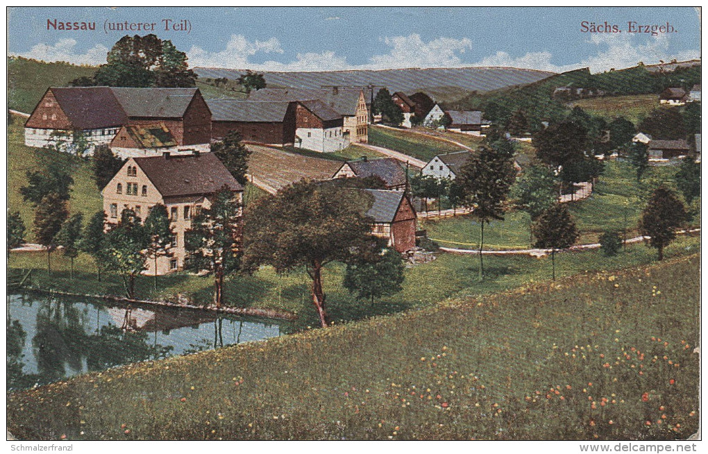 AK Nassau Erzgebirge Unterer Teil Mit Gasthaus ? Dorfteich Bei Frauenstein Rechenberg Holzhau Mulda Sayda Schmiedeberg - Rechenberg-Bienenmühle