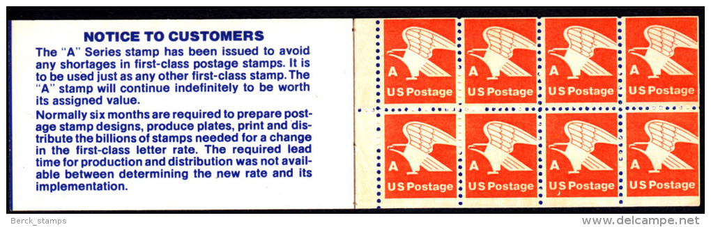 ETATS-UNIS ** - Carnet N°1201a  - Découpage Décalé - 2 Tailles Différentes Des Timbres -  Aigle 1978 - Varietà, Errori & Curiosità