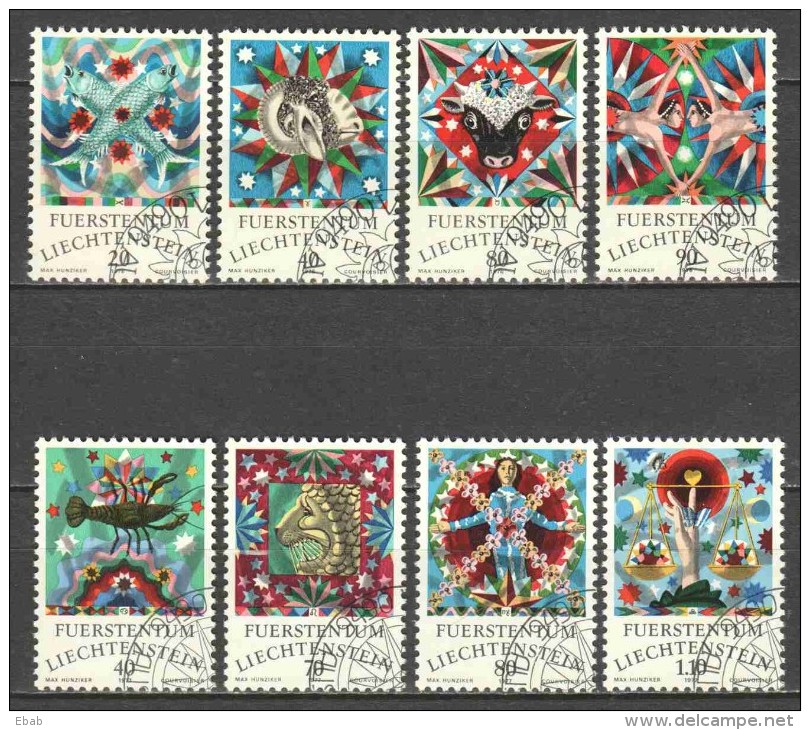 Liechtenstein 1976-1977 Mi 658-661 + 669-672 TIERKREIS ZODIAC - Gebruikt