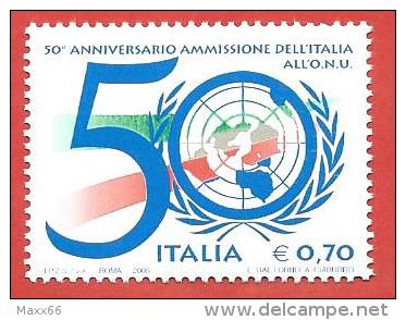 ITALIA REPUBBLICA MNH - 2005 - 50º Anniversario Dell'ammissione Dell'Italia All'O.N.U. - € 0,70 - S. 2858 - 2001-10: Neufs